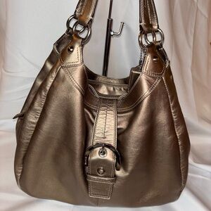 COACH Madison Lynn Satchel F17092 Metallic Bronze Leather Hobo